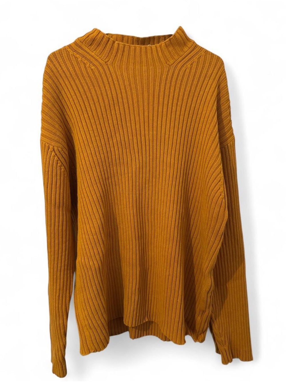 Vintage St. John's Bay Marigold Ribbed Mock Neck Knit Sweater 100% cotton